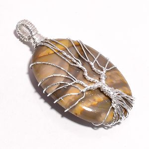 Tree of Life natural gemstone silver Pendant