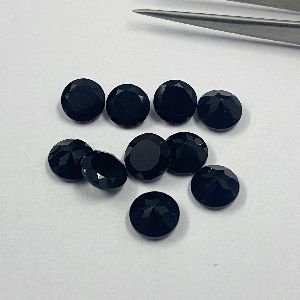 Natural Black Onyx Faceted Round Gemstone