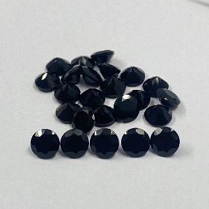 Natural Black Onyx Faceted Round Gemstone