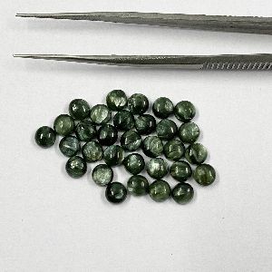 Natural Seraphinite Round Cabochon Loose Gemstone