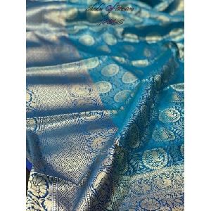 Blue Kanjivaram Brocade Saree