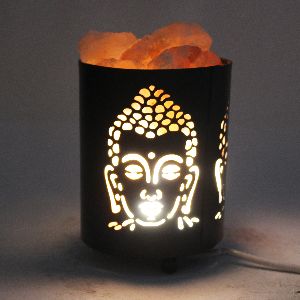 Buddha Metal Basket Himalayan Rock Salt Lamp