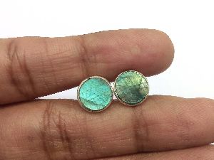 925 Sterling Silver Blue Fire Labradorite Gemstone Stud Earrings