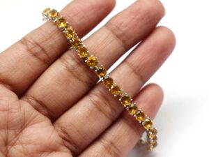 925 Sterling Silver Natural Citrine Birthstone Tennis Bracelet