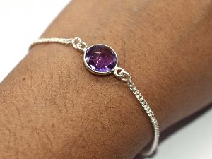 925 Sterling Silver Natural Amethyst Bracelet