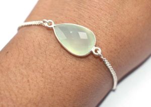 925 Sterling Silver Natural Aqua Chalcedony Bracelet