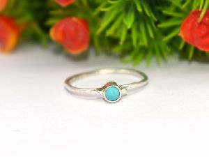 925 Sterling Silver Natural Blue Turquoise Tiny Handmade Ring