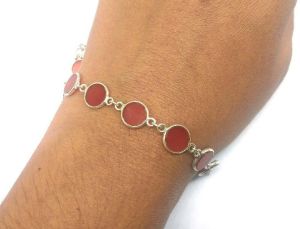 925 Sterling Silver Natural Carnelian Bracelet