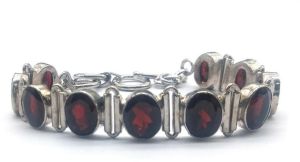 925 Sterling Silver Natural Garnet Bracelet