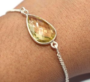 925 Sterling Silver Natural Lemon Quartz Bracelet