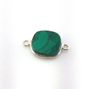 925 Sterling Silver Natural Malachite Connector