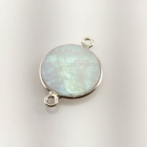 925 Sterling Silver Natural Rainbow Moonstone Connector