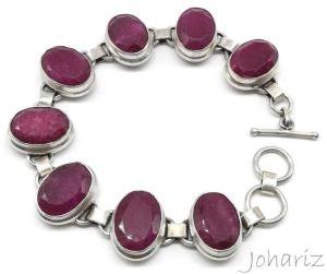 925 Sterling Silver Natural Ruby Corundum Bracelet