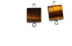 925 Sterling Silver Natural Tiger Eye Connector