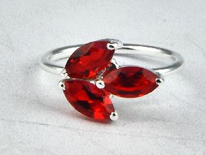 925 Sterling Silver Ruby Quartz Prong Setting Handmade Ring