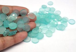 Natural Aqua Chalcedony Round Flat Gemstone