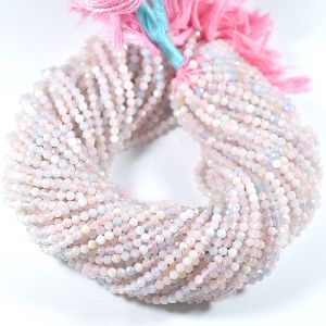 Natural Aquamarine Morganite Faceted Rondelle Bead Strand