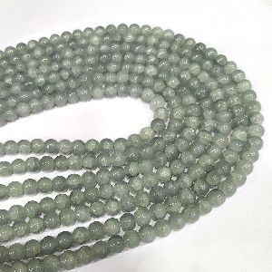 Natural Grey Jade Gemstone Bead Strand