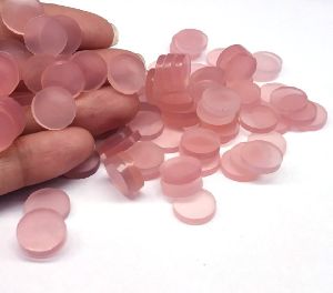 Natural Rose Chalcedony Flat Gemstone