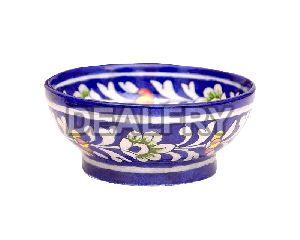 India Blue Pottery Bowl Hand Painted High