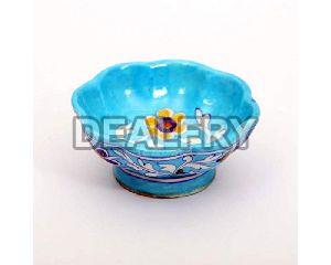India Blue Pottery Decorative Bowl Hand Painted