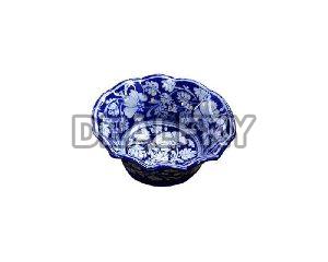 India Blue Pottery Hand Painted Bowl