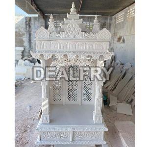 White Stone Handmade Pooja Temple Indoor Marble