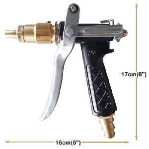 Brass Hose Nozzle Adjustable Water Spray Gun with Clamp