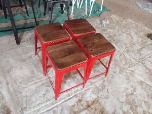 Wooden and Iron Stools