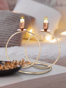 Gold & Copper Circular Candle Stand