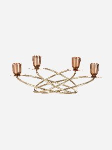 Gold & Copper Oval Candle Stand (4 Slots)