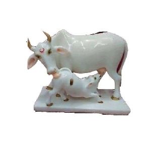 Marble Cow And Calf Statue