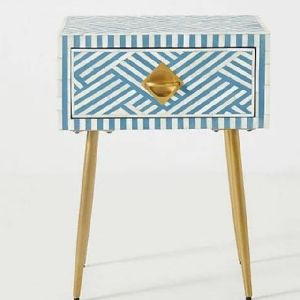 Bone Inlay Optical Design Bedside Table