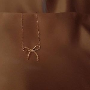 Natural Diamond Bow Light Weight Pendant