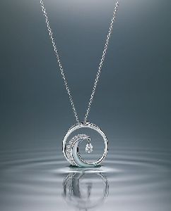 White Gold Natual Diamond Drop Pendant