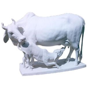 Marble Cow And Calf Statue