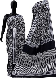 Black Printed Cotton Sarees