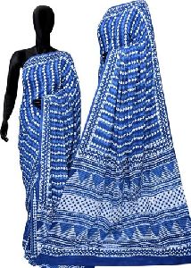 Blue Printed Cotton Sarees