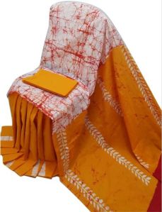 Orange Printed Cotton Sarees