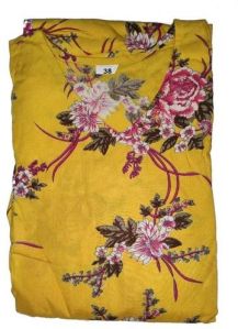 Rayon Yellow Printed Kurtis