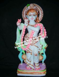 Multicolor Marble Krishna Statue