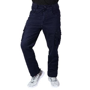 546 Navy Blue Men Cargo Jeans