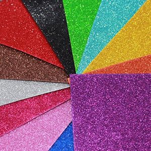 Foam A4 Size Glitter Sheets for Arts and Crafts, Scrapbooking,Pack of 10 Sheets (10 Colours x 1Pcs )