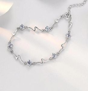 925 Sterling Silver Solitaire Chain Bracelet