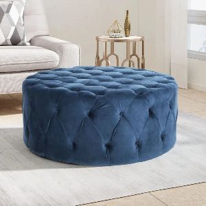 40 Wide Velvet Tufted Round Cocktail Poufs