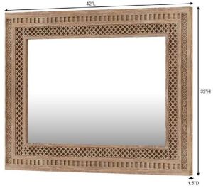 Waukesha Hand Carved Teak Wood Moroccan Style Mirror Frame