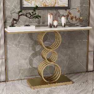 Metal Base White Narrow Console Table