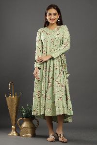 Pista Green Ankle Length Gown