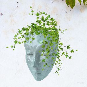 Mask Head Scculent FRP planter silver
