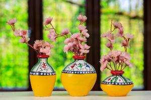 Handpainted Clay Pot set of 3 for Home Makeover